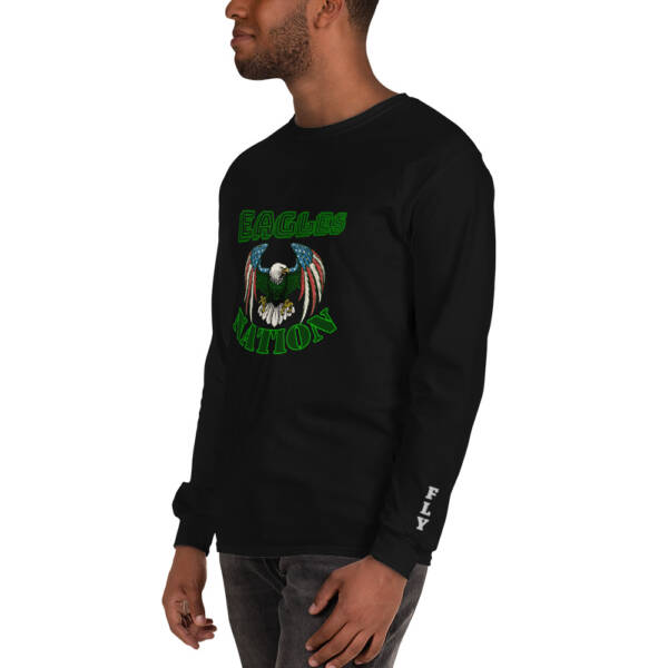 Eagle's Nation/Bleed Green Men’s Long Sleeve Shirt - Image 3