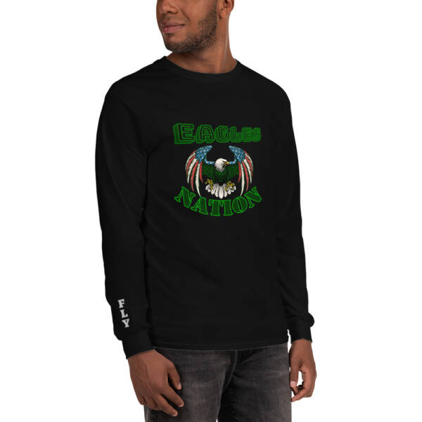 Eagle's Nation/Bleed Green Men’s Long Sleeve Shirt - Image 4