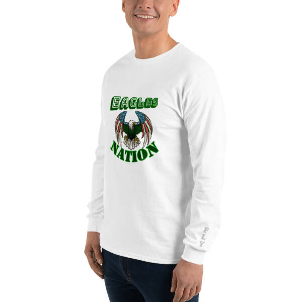 Eagle's Nation/Bleed Green Men’s Long Sleeve Shirt - Image 6